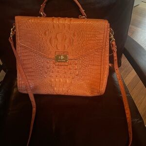 Brahmin Orange Satchel with Crocodile Embossed Texture